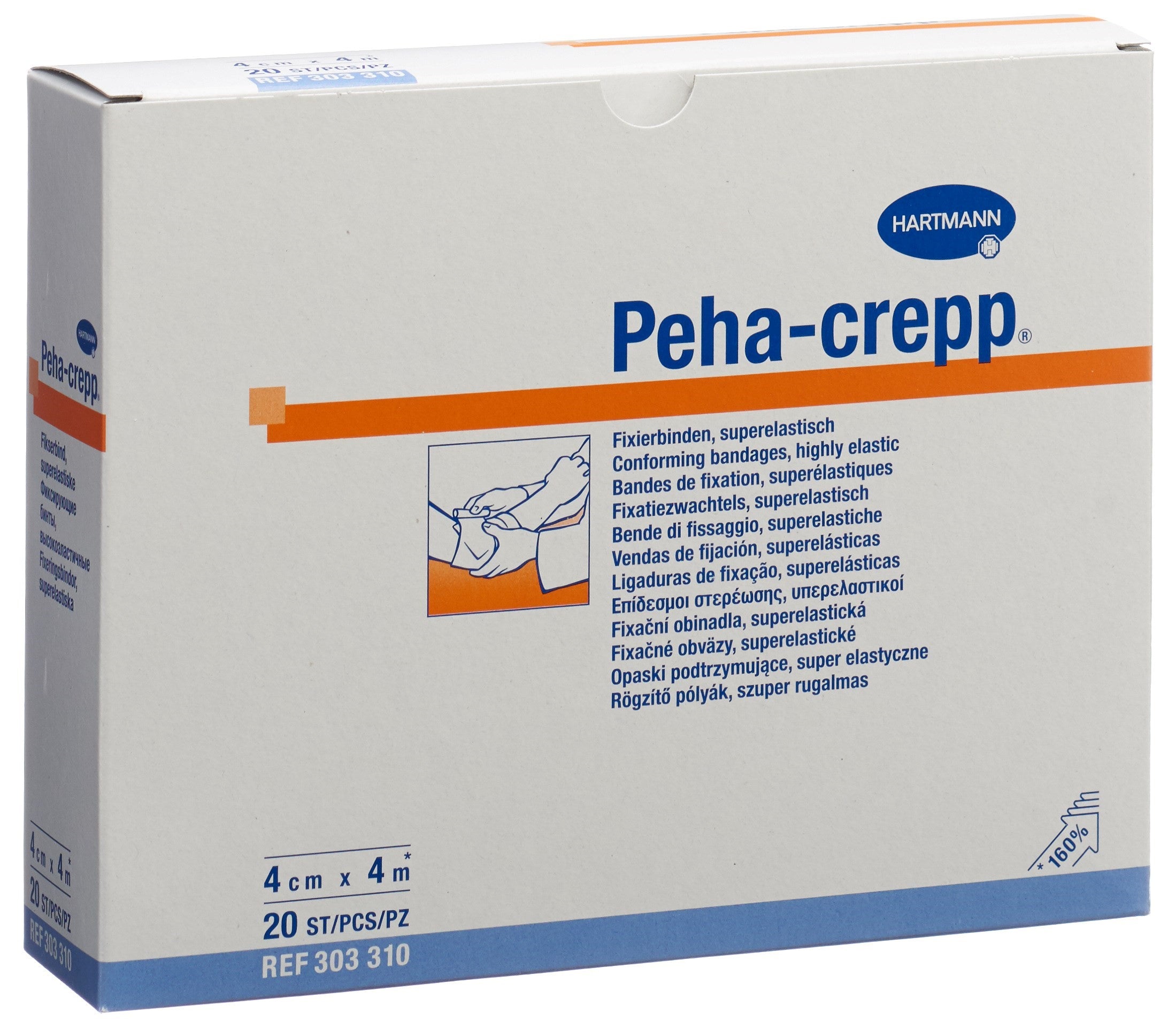 PEHA CREPP Bande Crêpe 4m x 4cm Blanc - Lot de 20 | Confort & Maintien