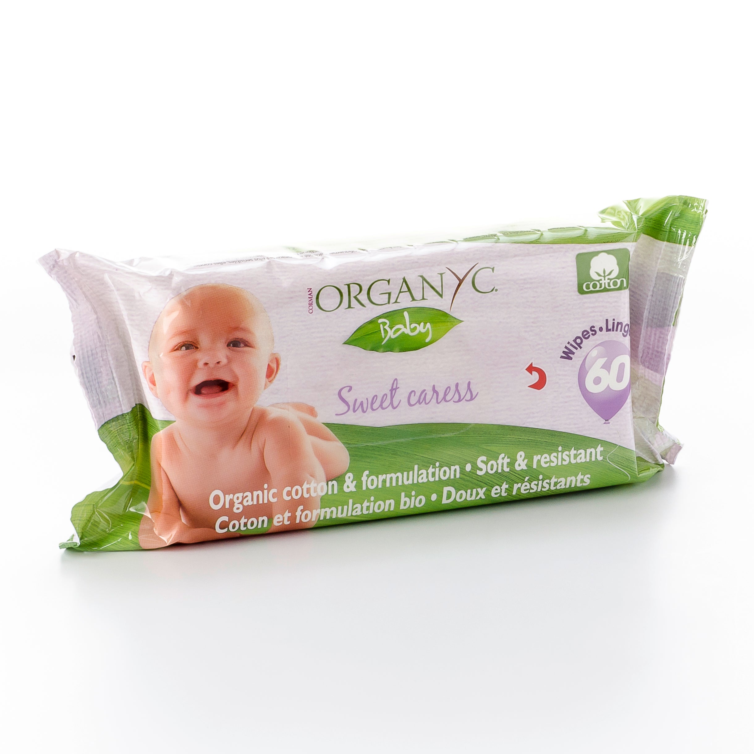 ORGANYC Lingettes Bébé Douces 60 Pièces | Nettoyage Hypoallergénique