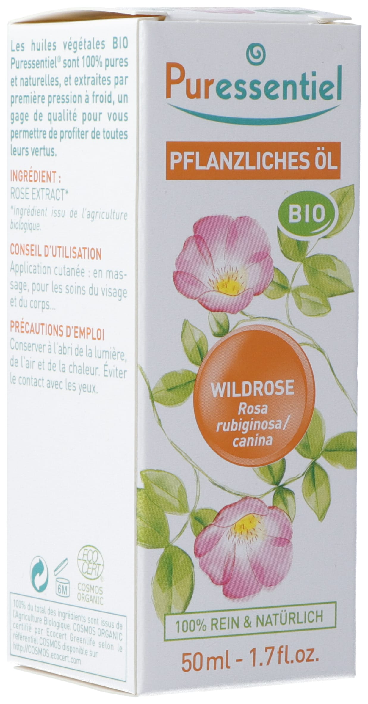 Puressentiel Huile Végétale Rose Musquée Bio Soin Visage & Corps | 50 ml