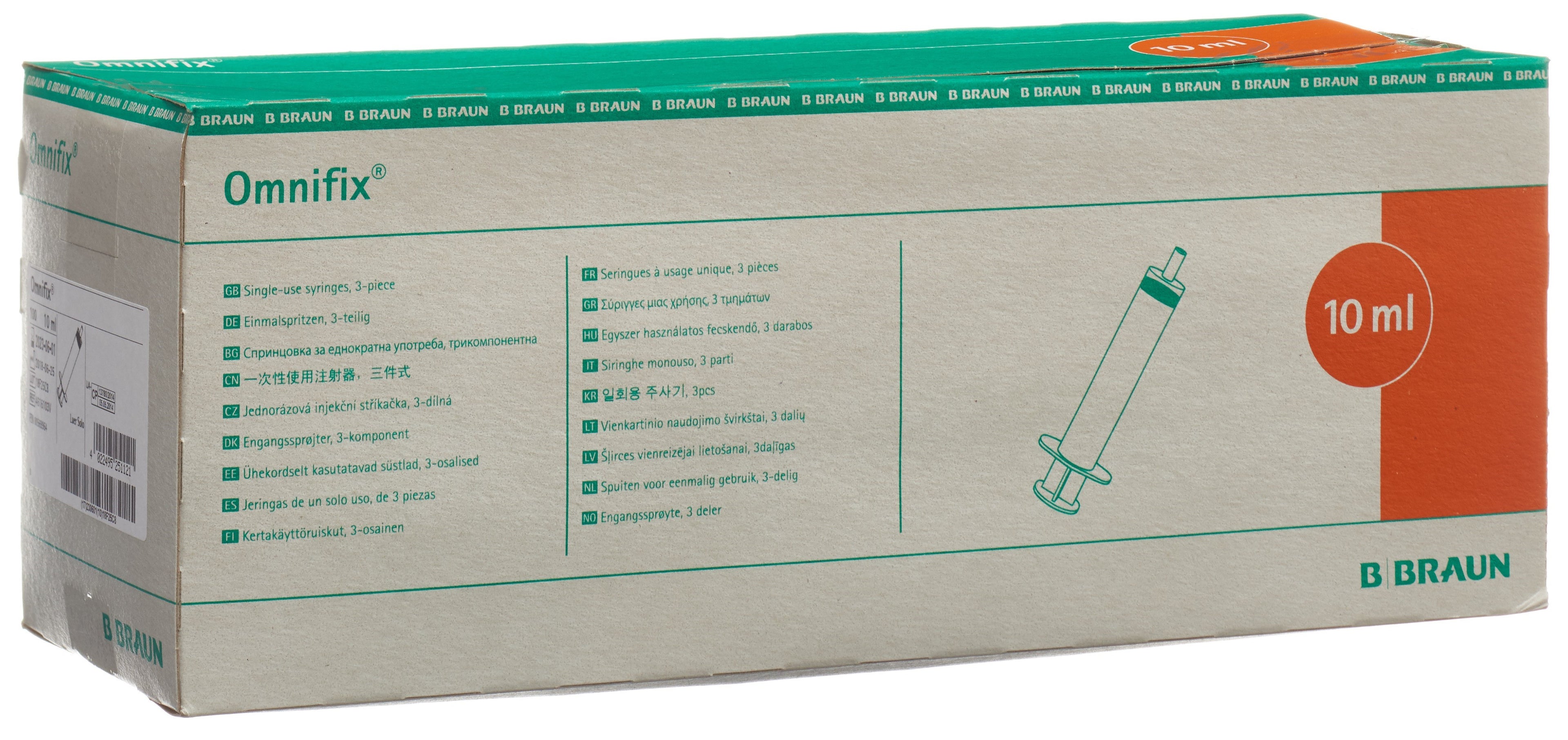 OMNIFIX Seringue Luer Sans Latex 10 ml - Lot de 100 | Confort & Sécurité