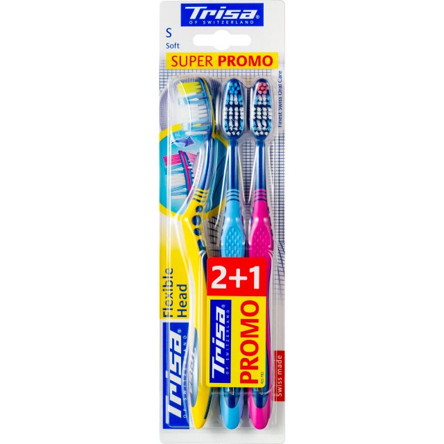 TRISA Brosse à Dents Trio Soft 3 Pièces | Soin Bucal Efficace