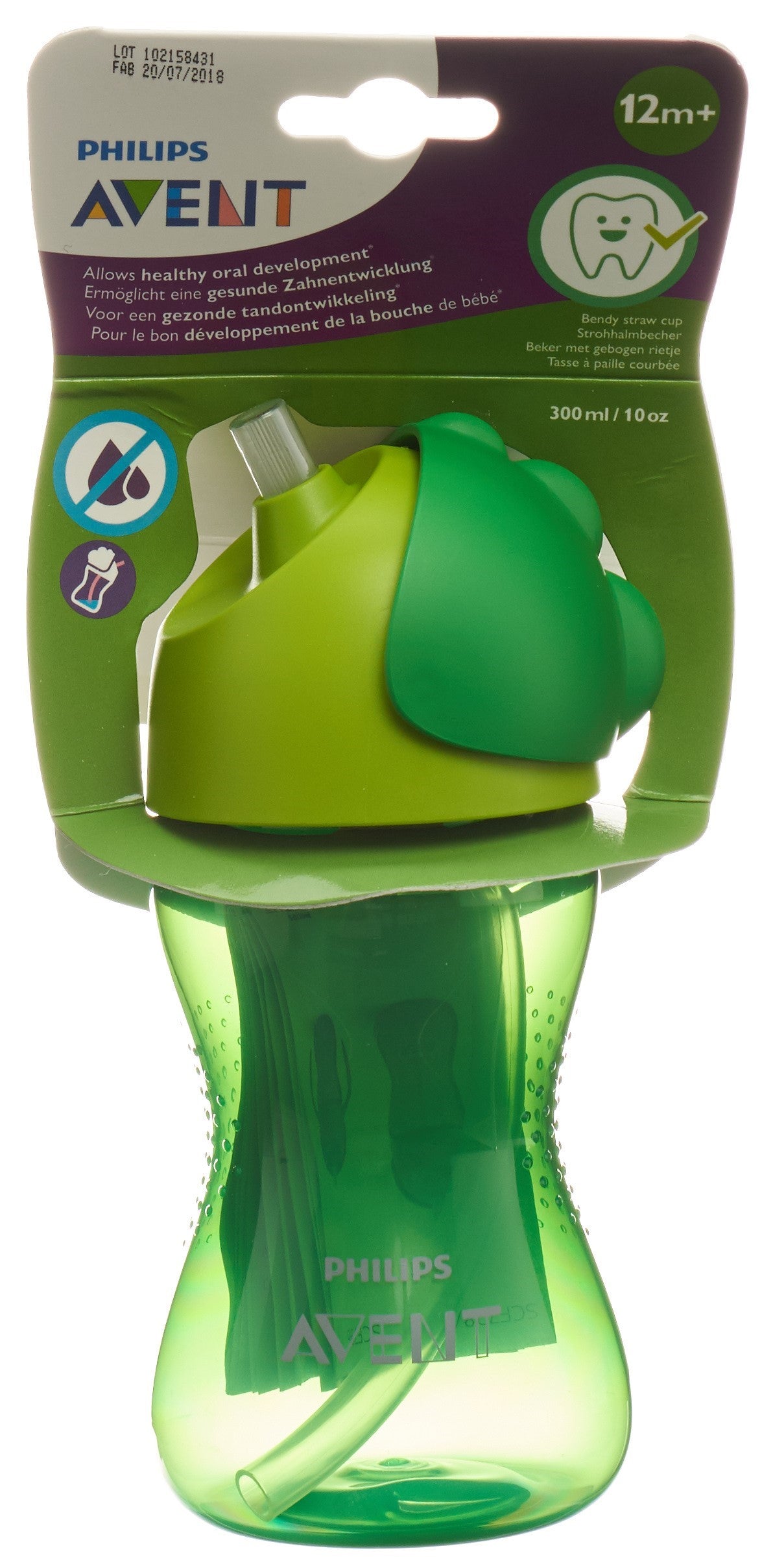 Philips Avent Tasse Paille 300ml Garçon Hydratation Facile | Vert
