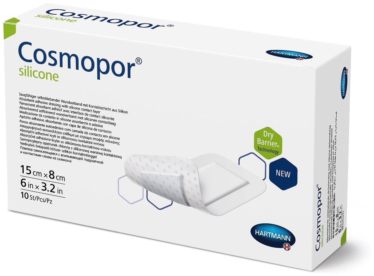 COSMOPOR Pansement Silicone 15x8cm Cicatrisation Douce | Boîte 10 Pièces