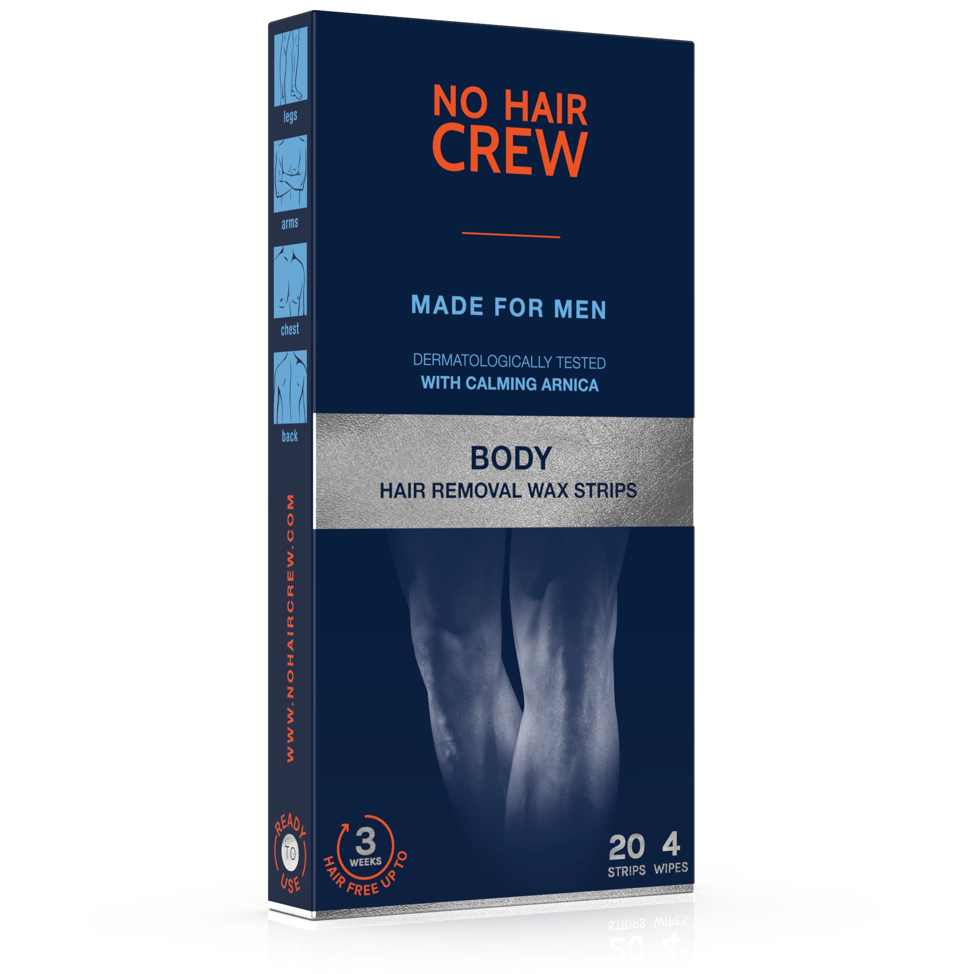 NO HAIR CREW Bandes Cire Corps Hommes Épilation Douce 20 Bandes