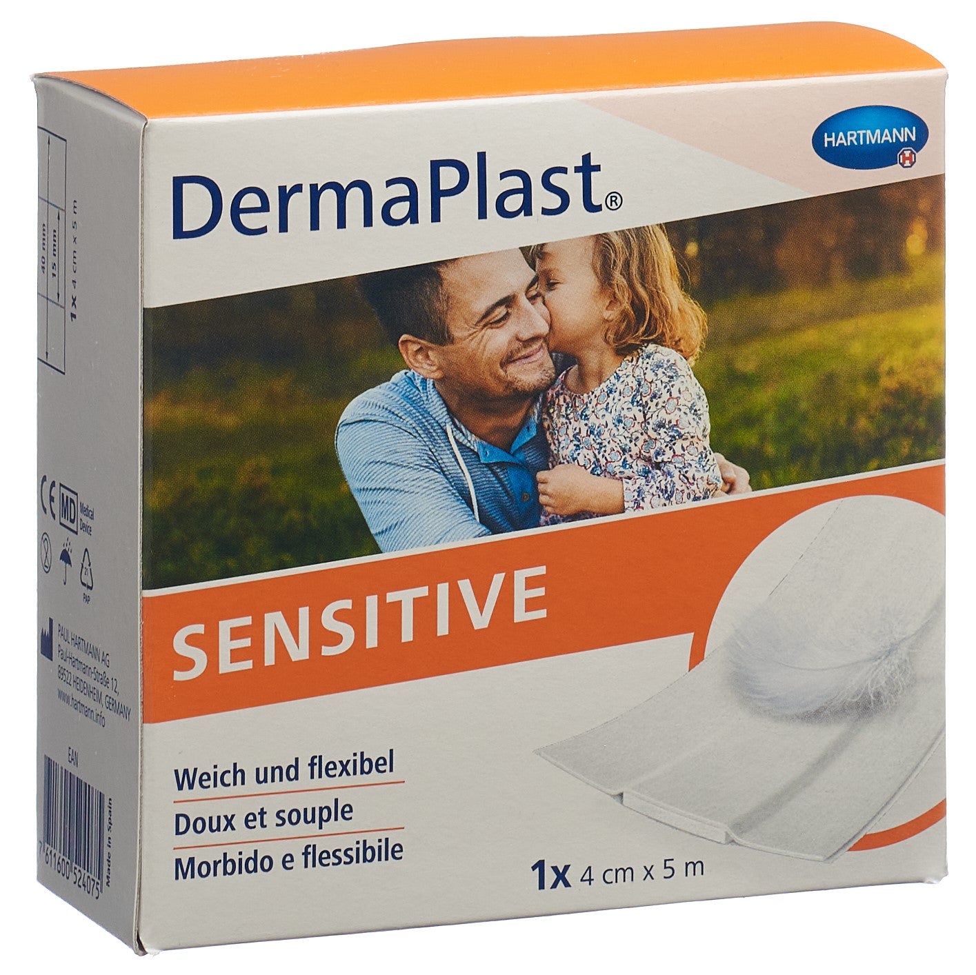 DERMAPLAST Sensitive Pansement Rapide 4 cm x 5 m | Rouleau Doux