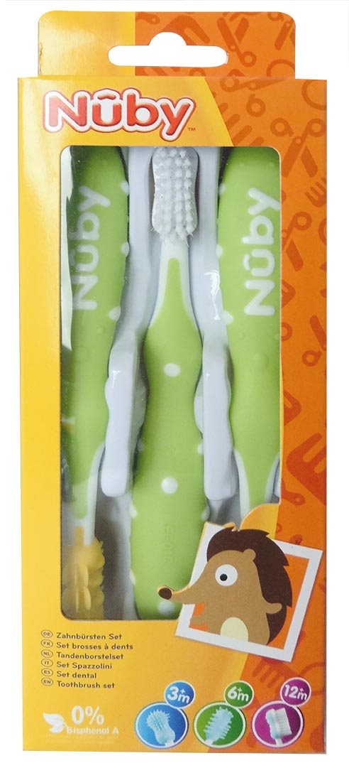 NUBY Set Évolutif Brosse à Dents 3 Étapes Bébé | Soin Oral Essentiel