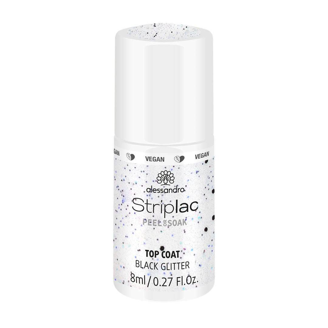ALESSAN Striplac Top Coat Black Glitter 8 ml