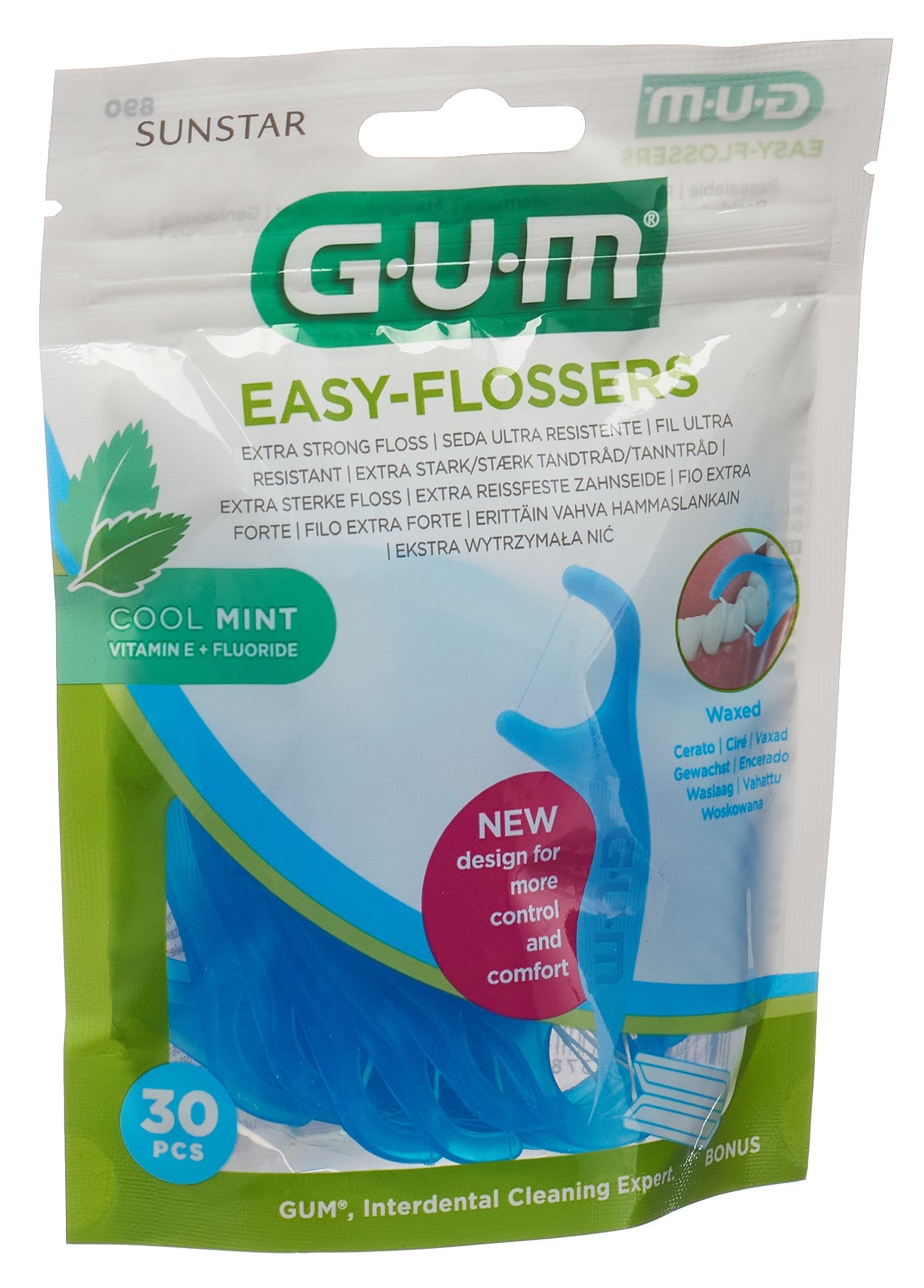 GUM Easy-Flossers Cool Mint 30 pièces | Hygiène Dentaire Efficace