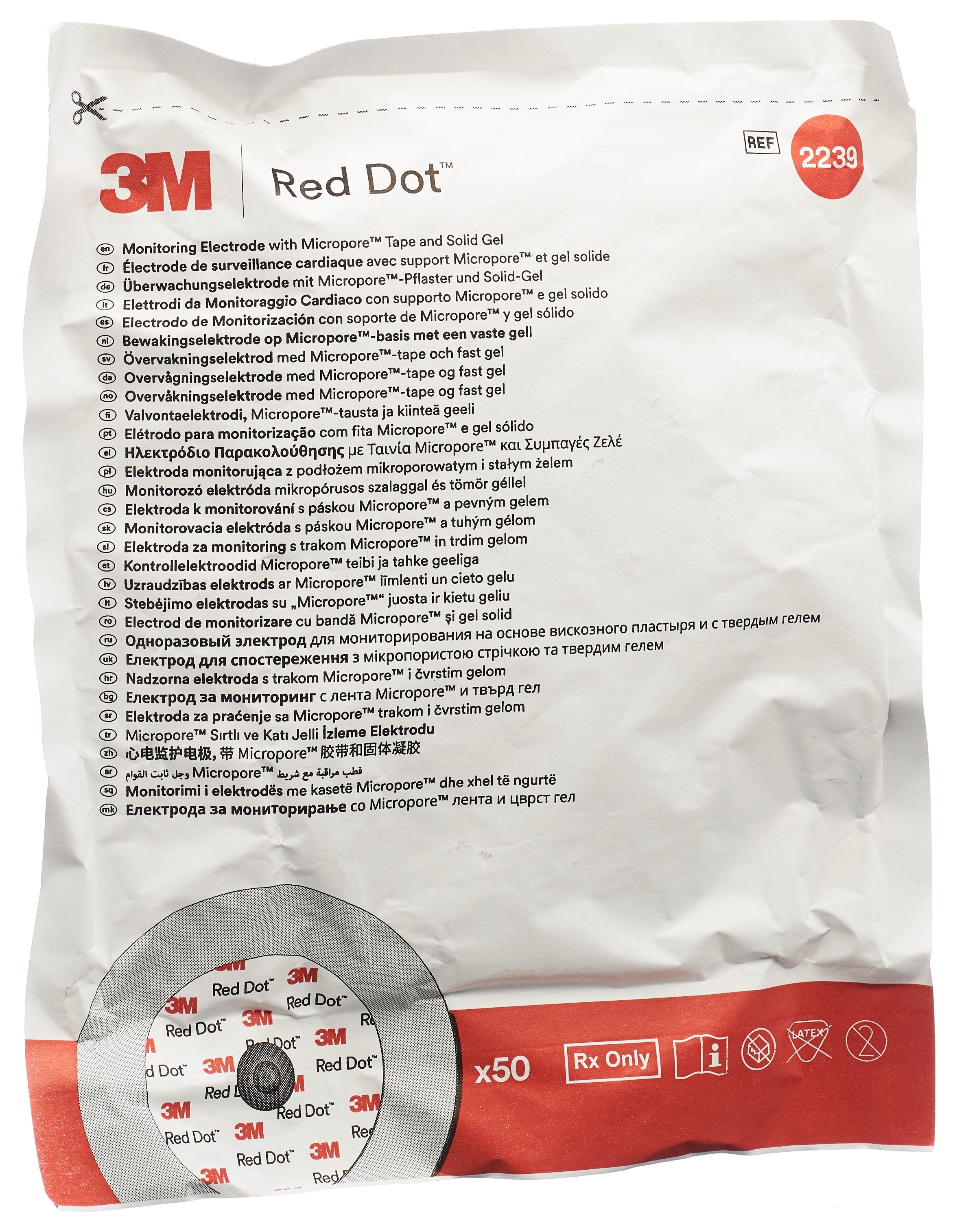 3M RED DOT ECG éléct Micropore ad rond nouv 50 pce