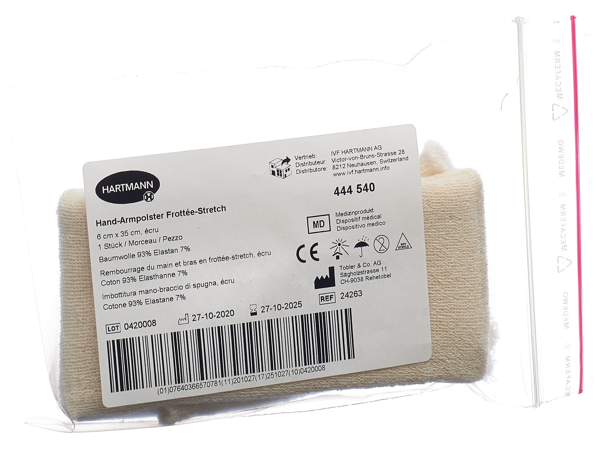TOBLER Bandage Élastique Rembourré 6 cm x 35 cm pour Main et Bras