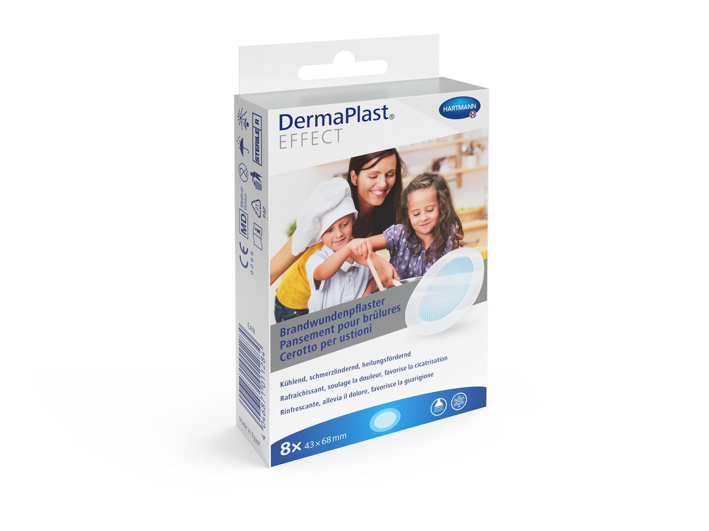 DERMAPLAST Pansement Brûlure Soulage et Protège 43x68mm 8 Pièces
