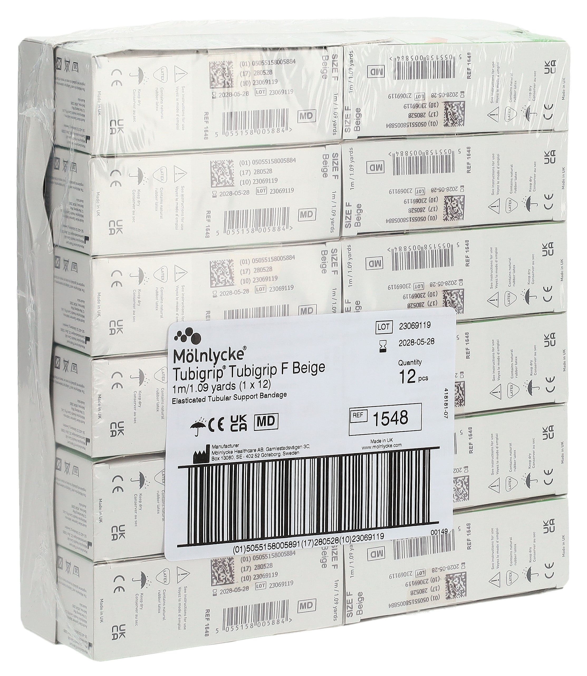 Tubigrip Bandage Tubulaire Taille F 1m x 10cm Lot de 12