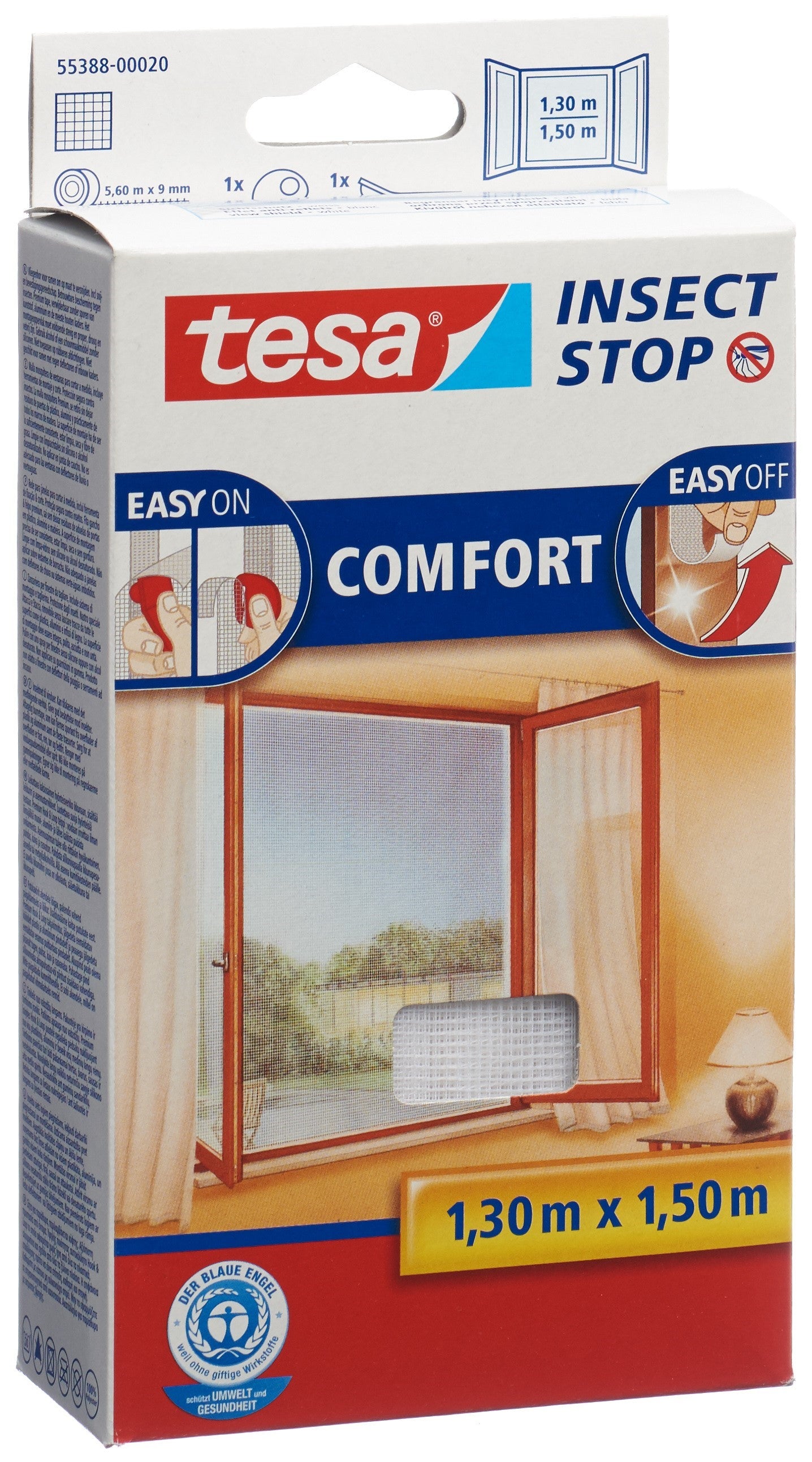 TESA COMFORT Moustiquaire Fenêtre Anti-Insectes | 1.3 x 1.5m Blanc