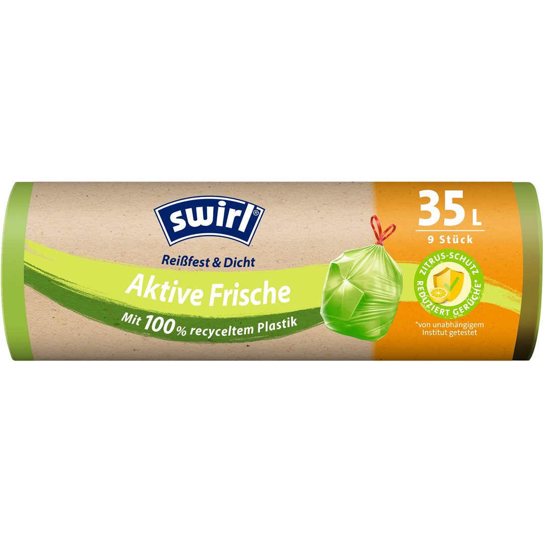 SWIRL Sacs Poubelle Activ-Fresh 35L 9 Pièces Anti-Odeurs | Hygiène