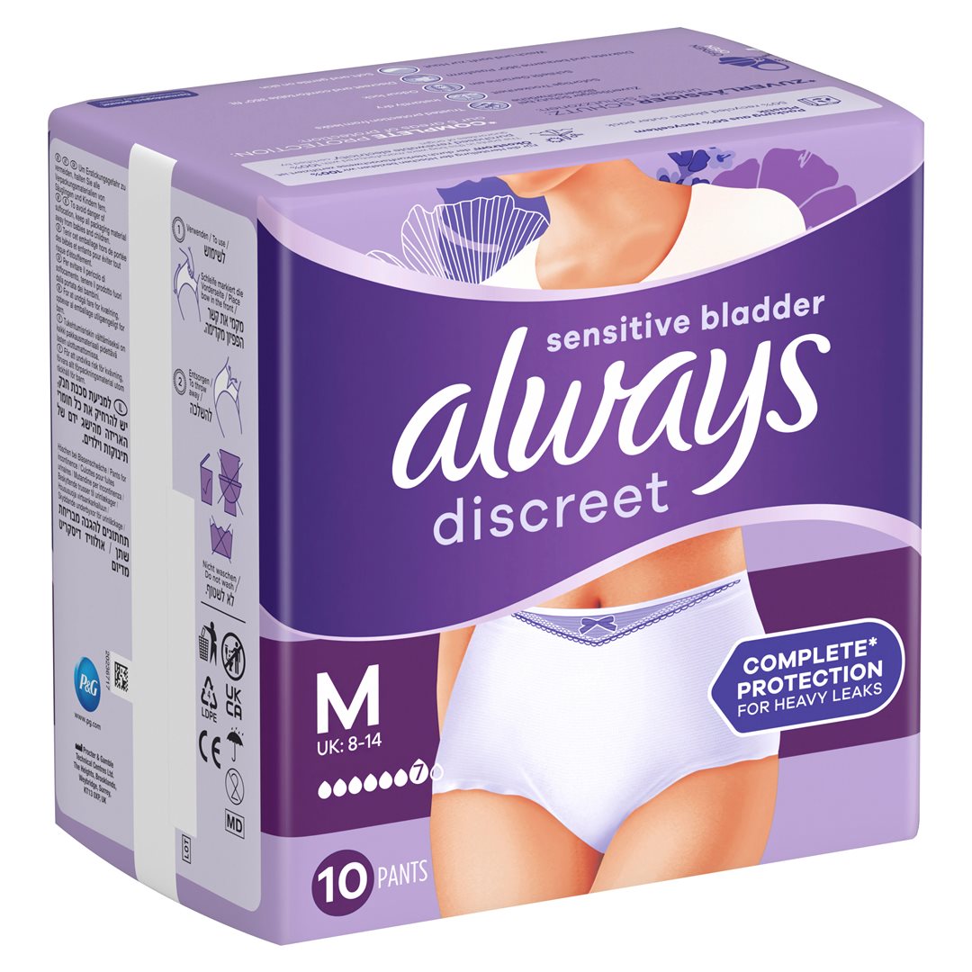 ALWAYS Discreet Culottes Incontinence Taille M Lot de 10 Confort Absolu