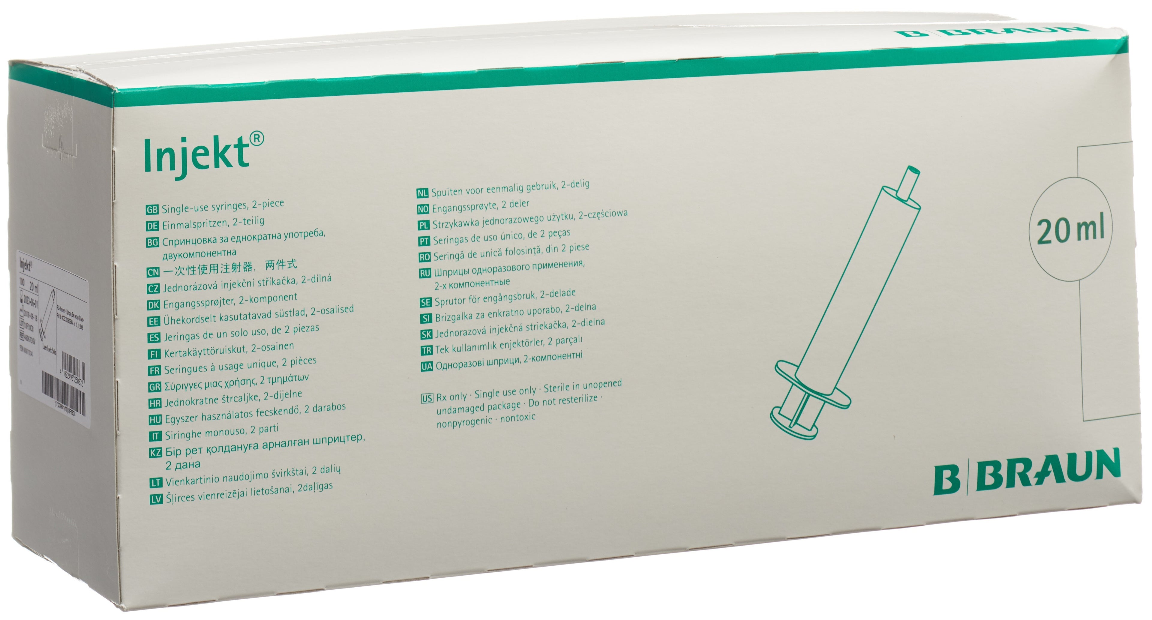 B. Braun Seringue Luer-Lock 20ml pour Injection | Lot de 100