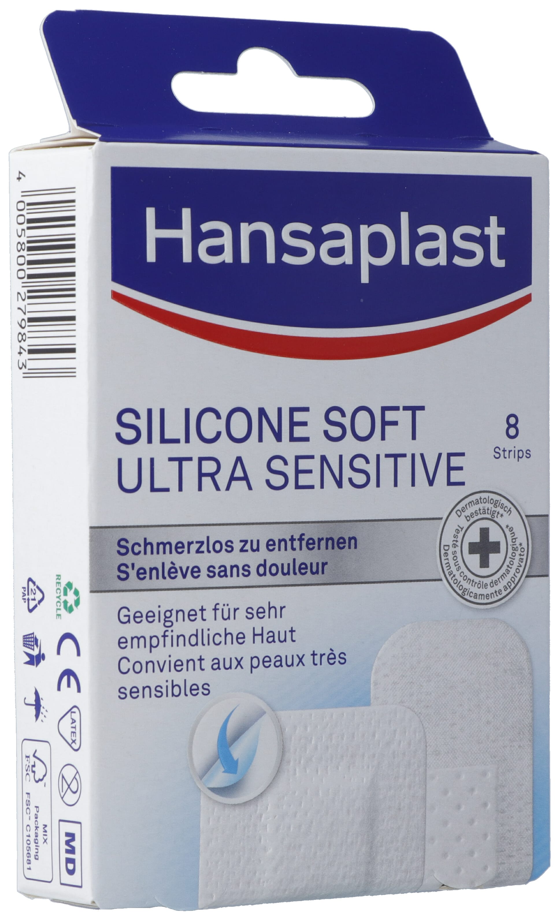 HANSAPLAST Pansements Silicone Mixpack Soin Blessures | 8 Pièces