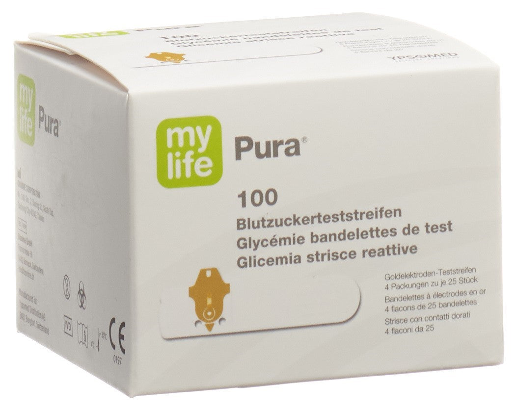 MYLIFE Pura Bandelettes Glycémie 100 Pièces | Précision & Fiabilité