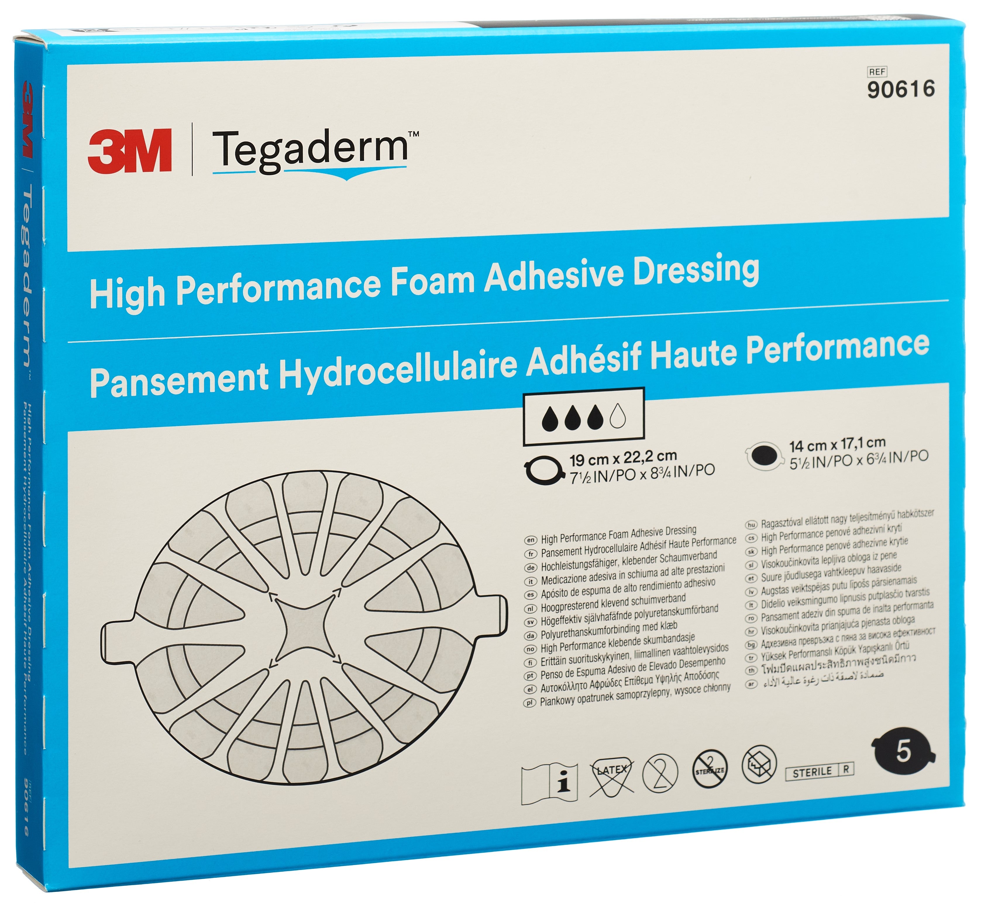 3M TEGADERM FOAM HP comp mous 14x17.1cm adhé 5 pce
