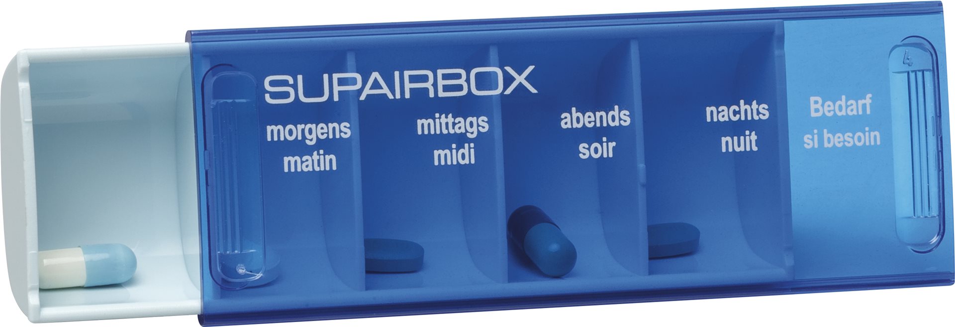 SUPAIRBOX Pilulier Journalier Bleu Pastel Organisé | 7 Compartiments