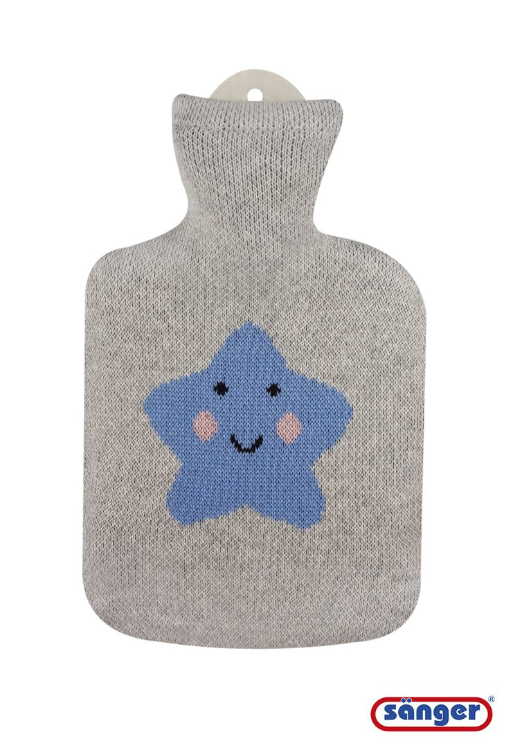 SÄNGER Bouillotte Tricot 0.8 L Étoile Gris Douceur Chaleur | Confort Réconfortant