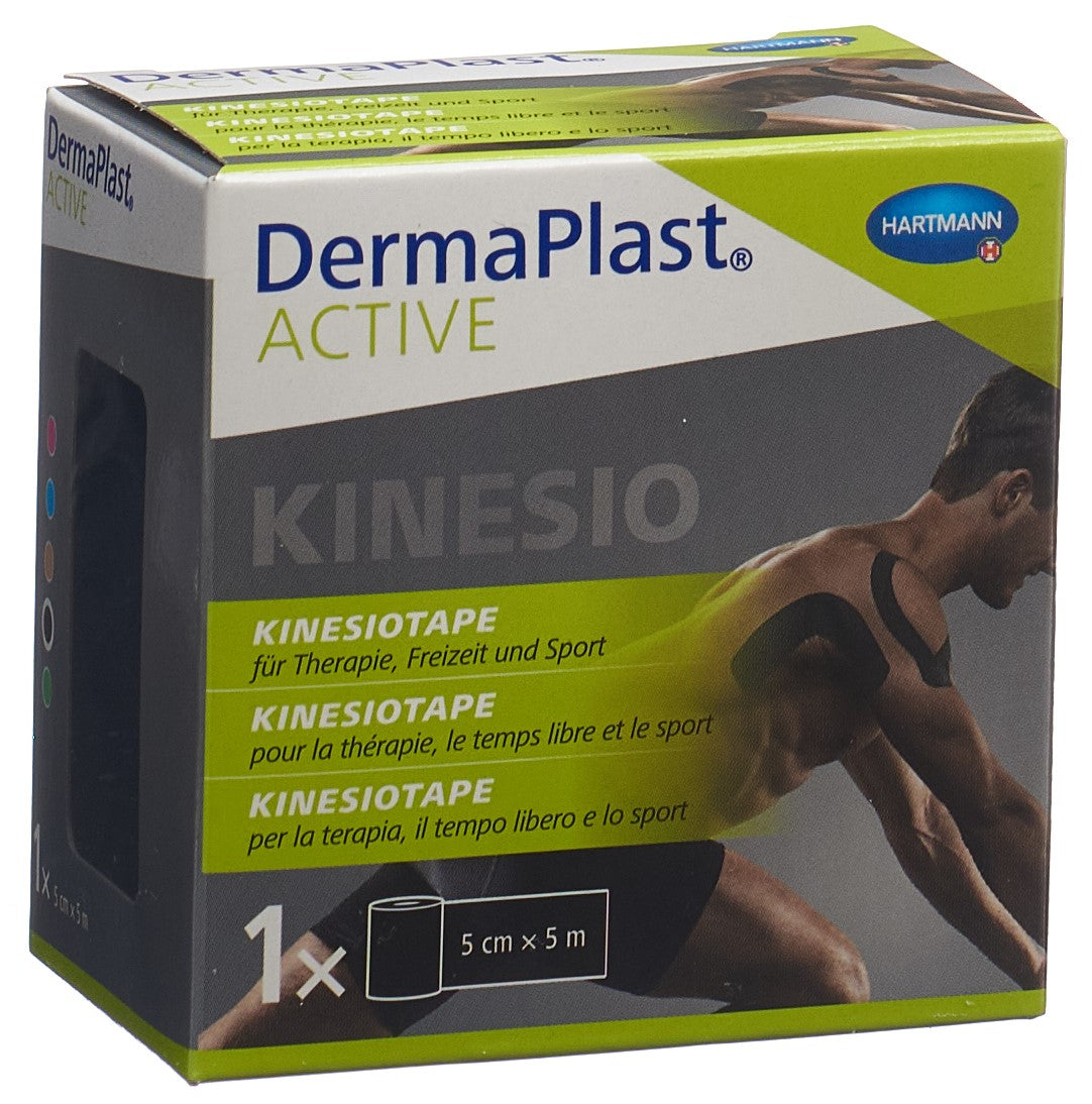 DERMAPLAST Kinesiotape Noir 5 cm x 5 m | Soutien Musculaire Actif