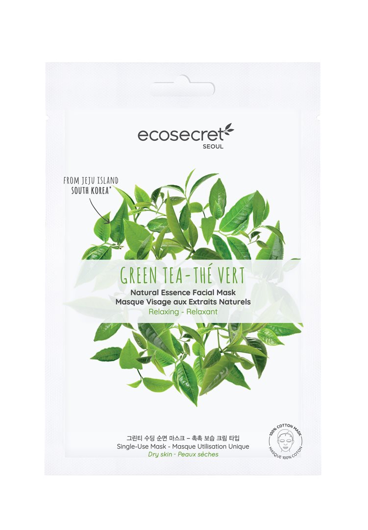 ECOSECRET Masque Visage Relaxant Thé Vert Bio 20 ml