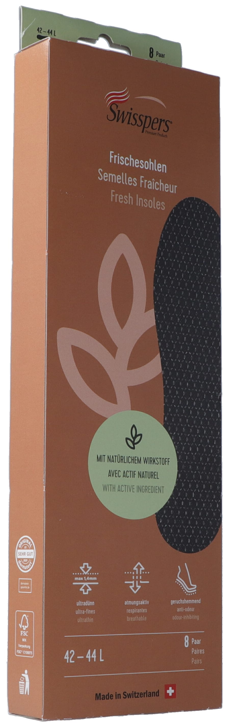 SWISSPERS Semelles Fraîcheur L Noir 8 Paires | Confort & Hygiène