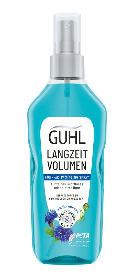 GUHL Styling Spray Fixation Longue Durée Actif Sèche-Cheveux 150 ml