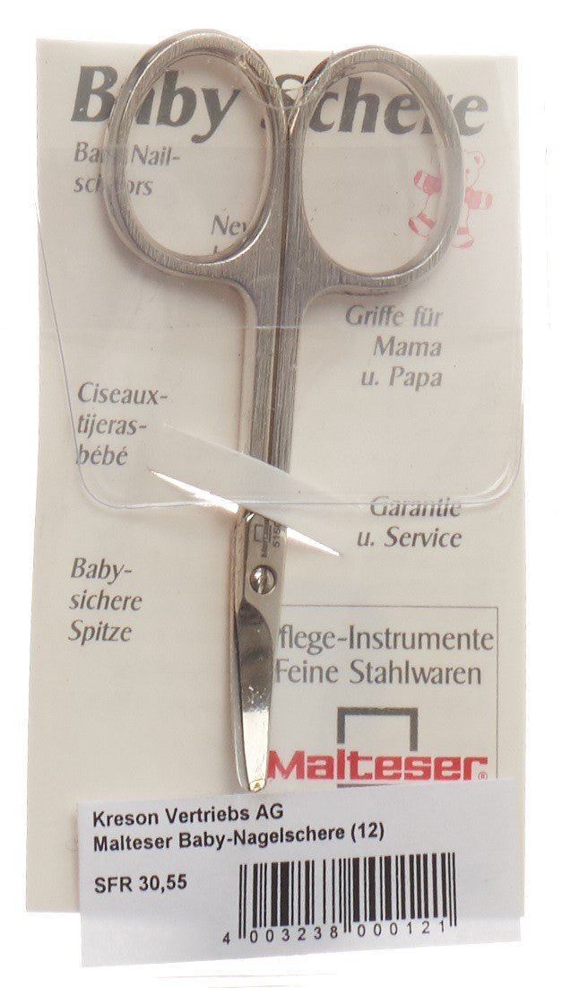 Malteser Ciseaux Ongles Bébé Courbés 7.5cm N°12 Sécurité Douceur | Soin Essentiel