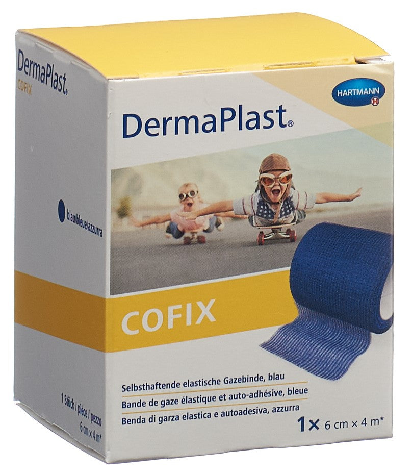 DERMAPLAST CoFix Pansement Compressif 6 cm x 4 m Bleu | Maintien Idéal