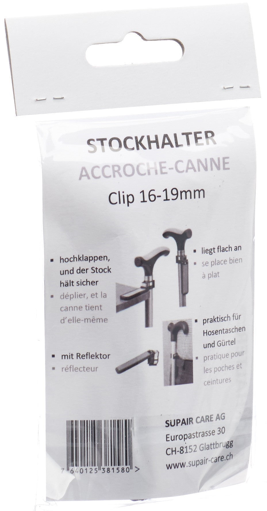 SUPAIR Accroche-Canne Réfléchissant pour Canne 16-19mm | Sécurité & Pratique