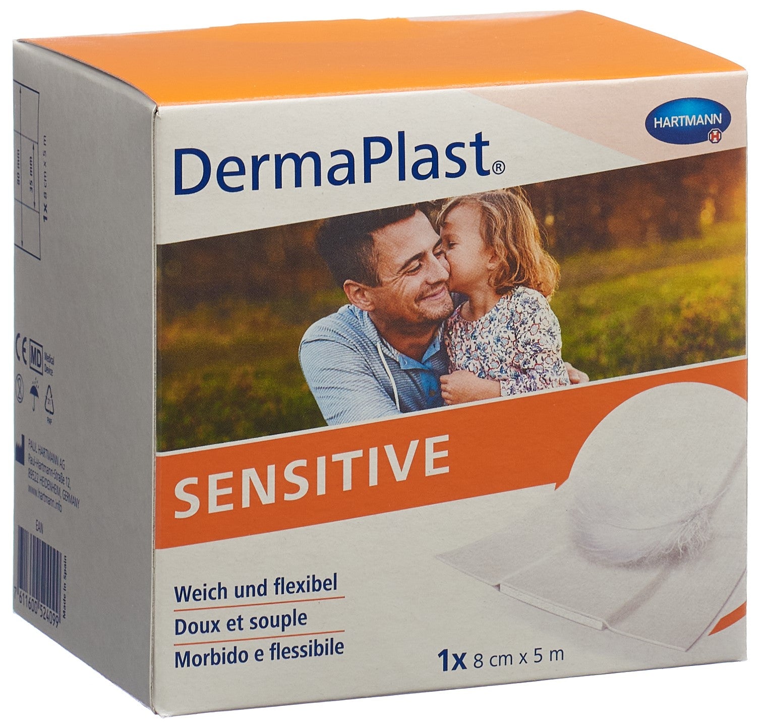 DERMAPLAST Sensitive Pansement Rapide 8 cm x 5 m Rouleau