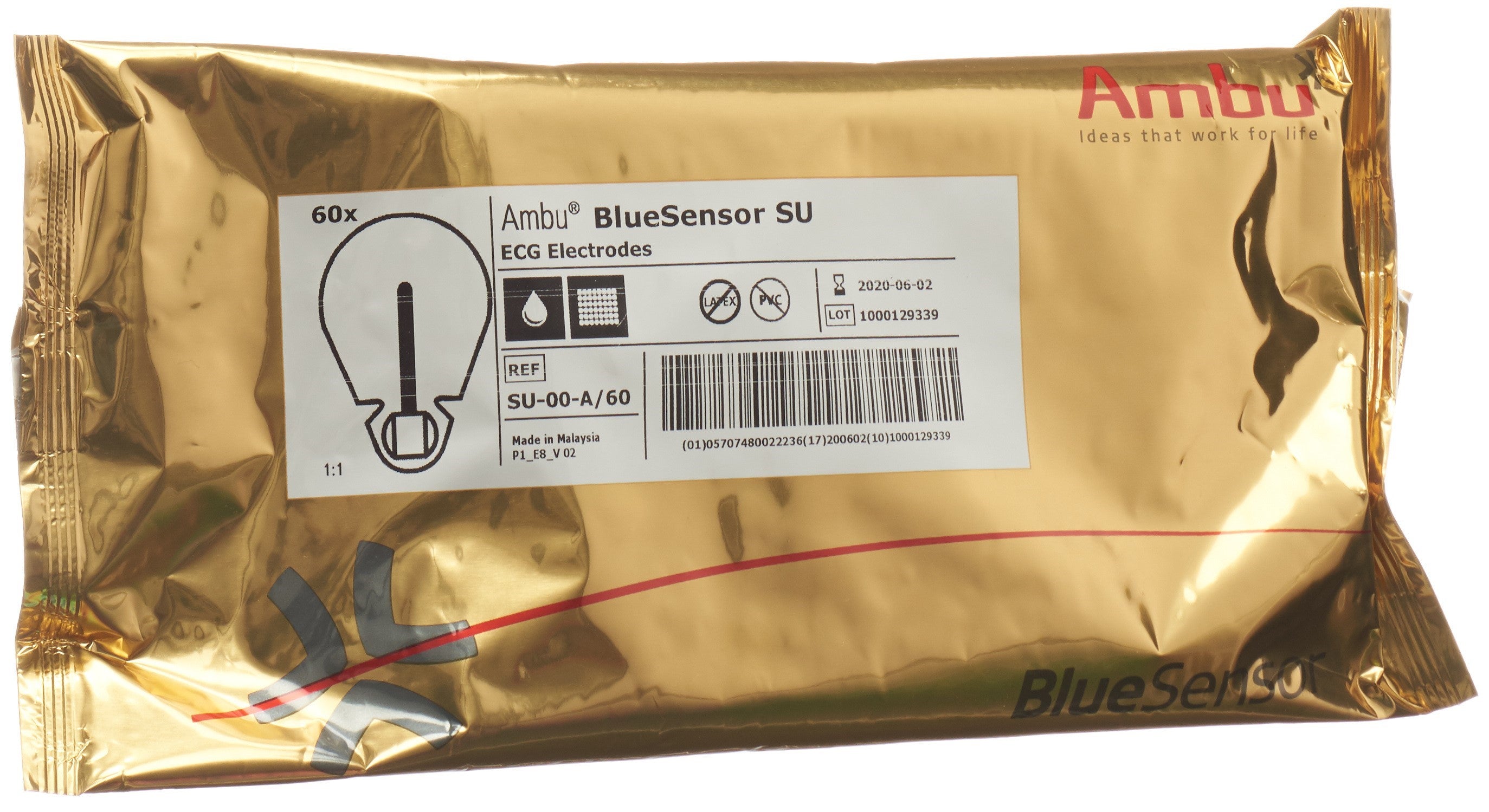Ambu Blue Sensor ECG Électrodes Adhésives Fixation Banane 60 Pièces