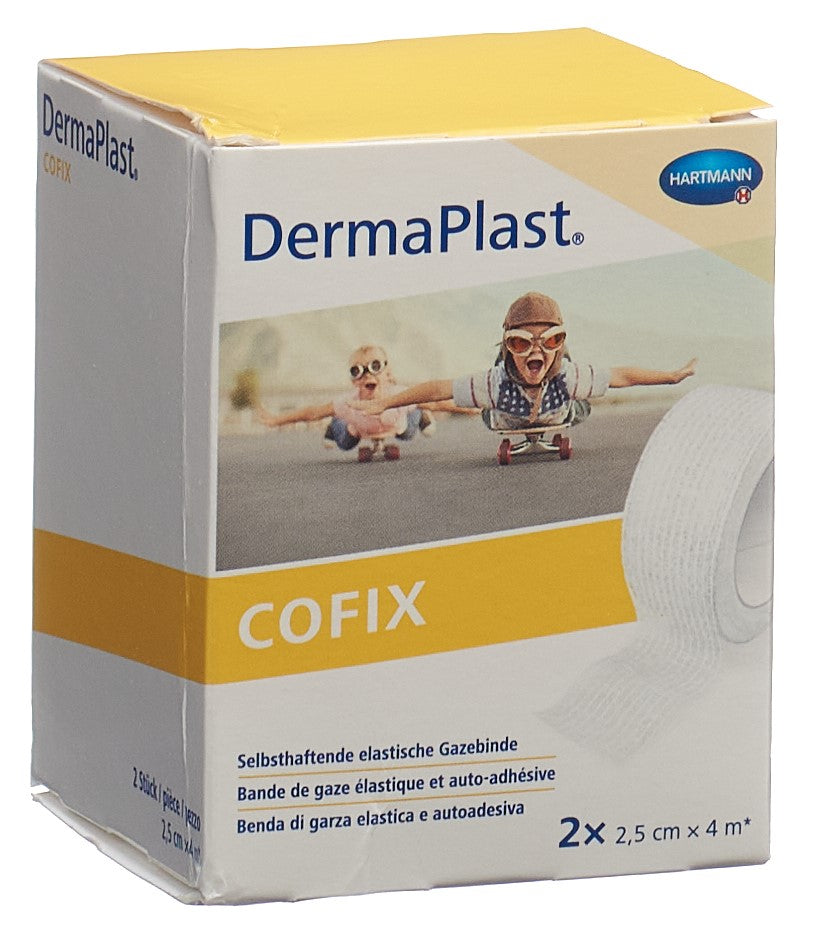 DERMAPLAST CoFix Bande Cohésive 2.5 cm x 4 m Blanc Lot de 2 | Soin Blessure