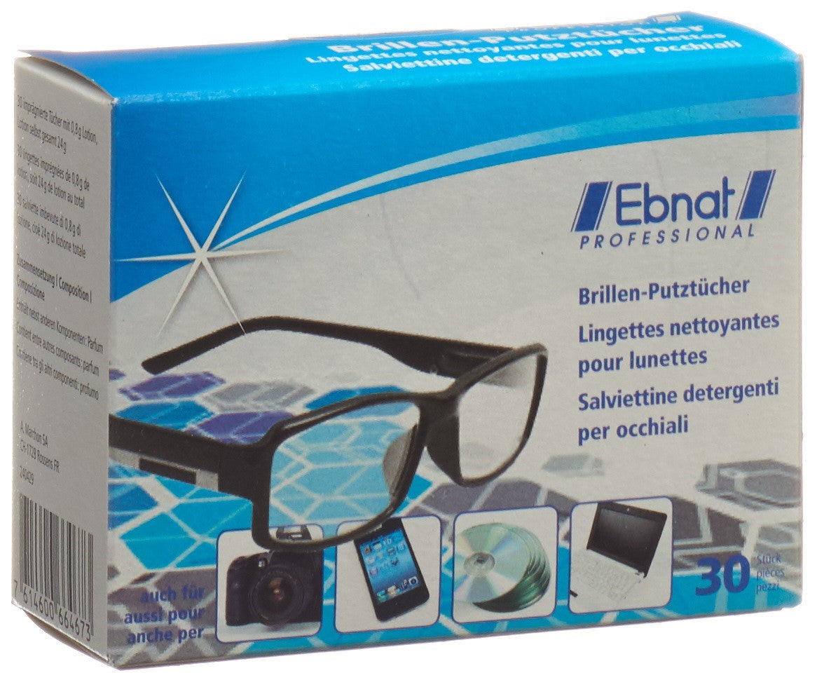 EBNAT Lingettes Nettoyantes Lunettes Anti-Buée | 30 Pièces