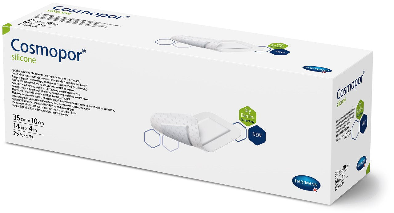 COSMOPOR Pansement Silicone 35x10cm Cicatrisation Douce | 10 Pièces