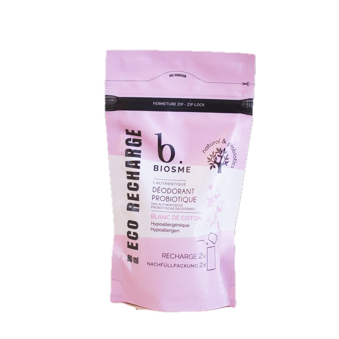 BIOSME Déodorant Probiotique Blanc Coton 80 ml | Fraîcheur Durable