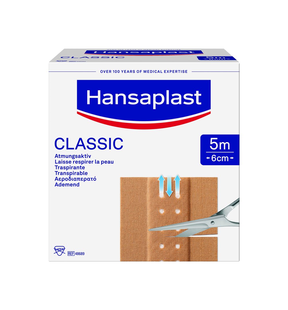 HANSAPLAST Pansement adhésif Classic 5m x 6cm | Soin et protection