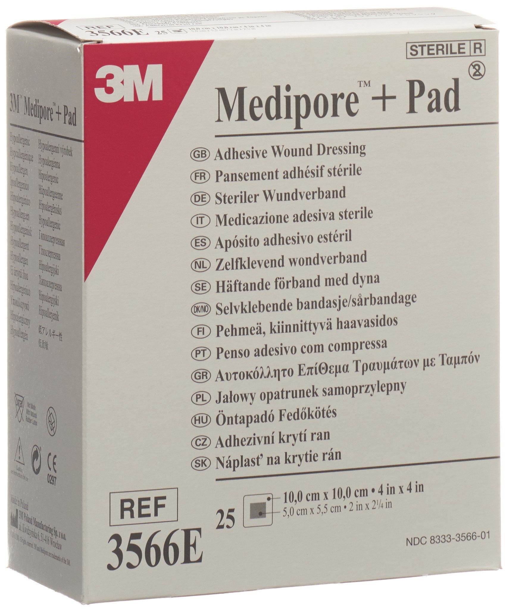 3M MEDIPORE+PAD 10x10cm compresse 5x5.5cm 25 pce