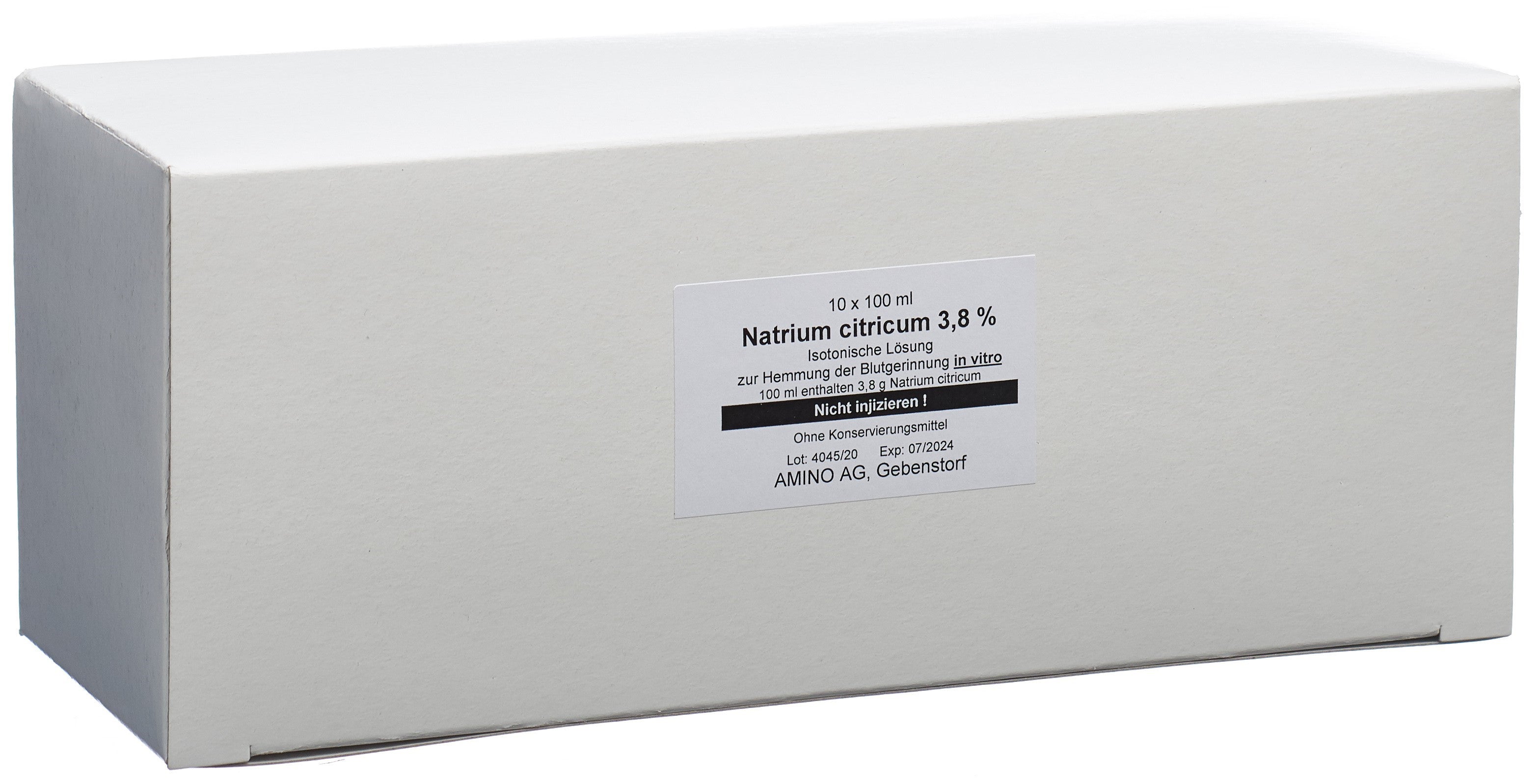 Amino Sol Citrate de Sodium 3.8% Réhydratation | 10 flacons 100 ml