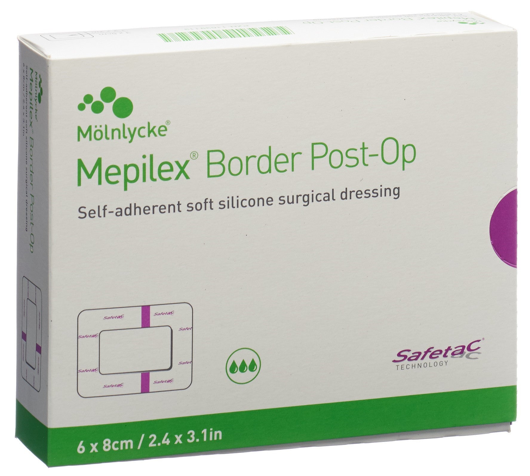 Mölnlycke MEPILEX Border Post-Op Pansement 6 x 8 cm | 10 Pièces