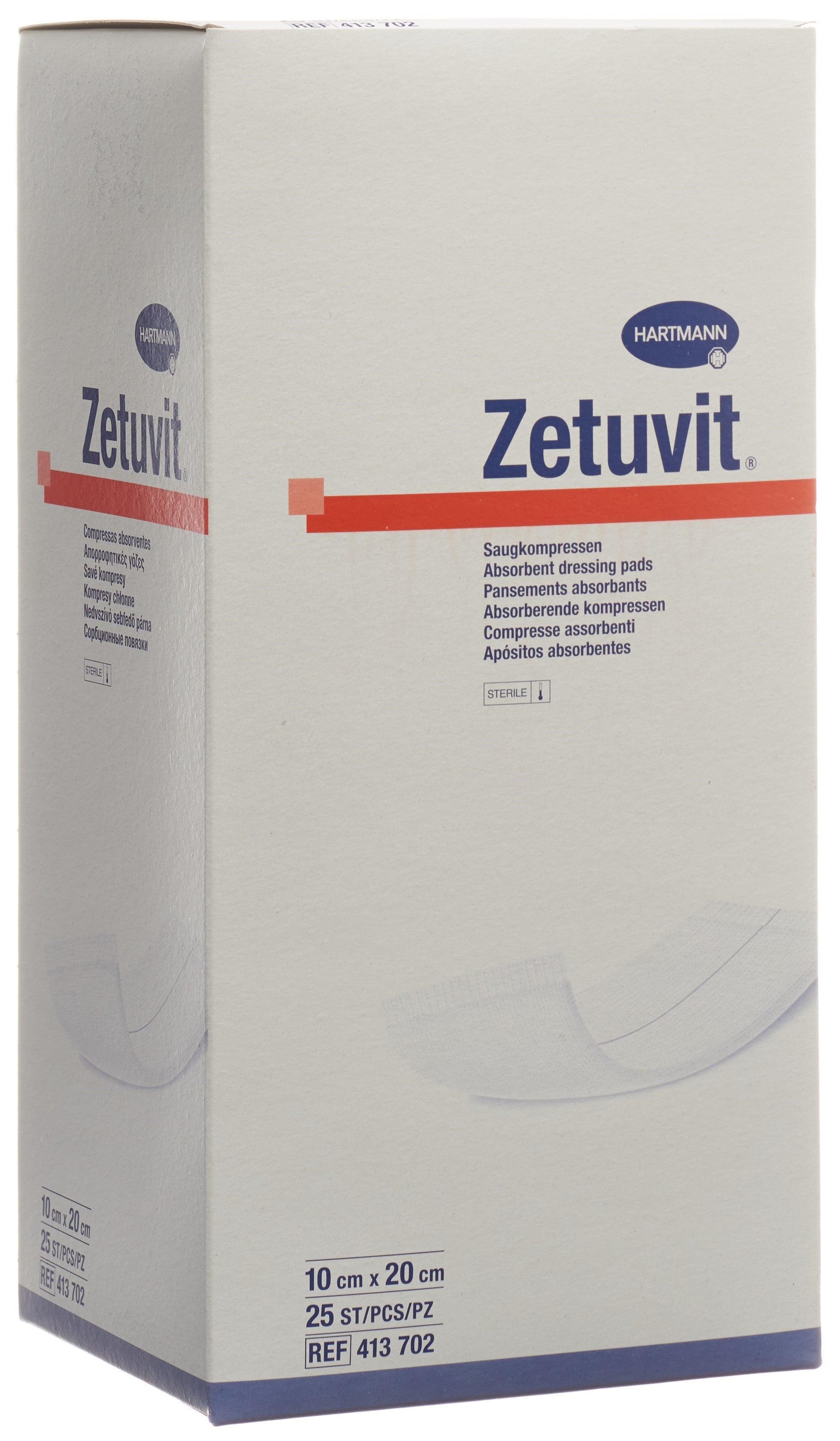 ZETUVIT compresse absorbante 10x20cm stér 25 pce
