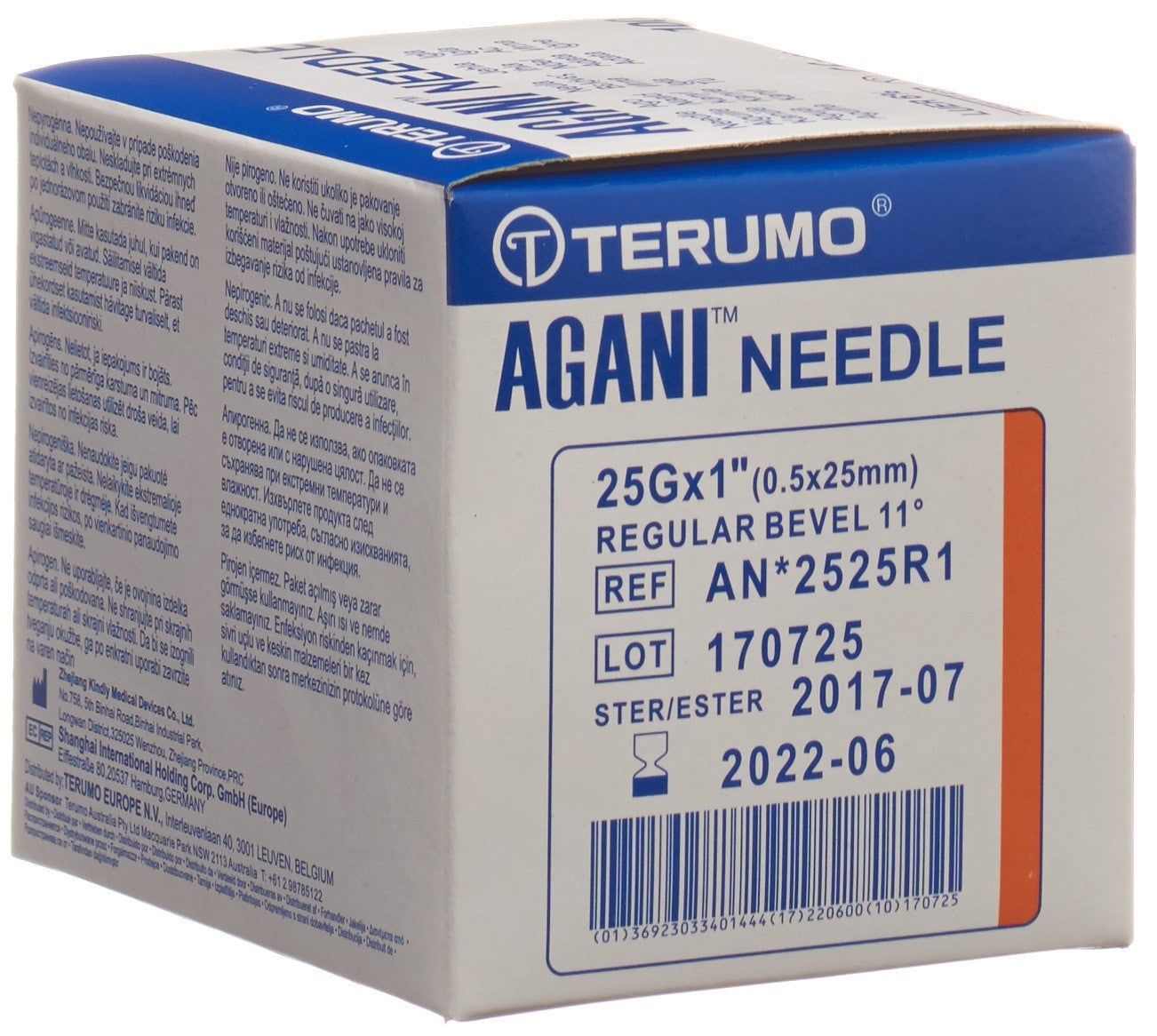 TERUMO Aiguille Seringue 25G 0.5x25mm Ora 100 pcs