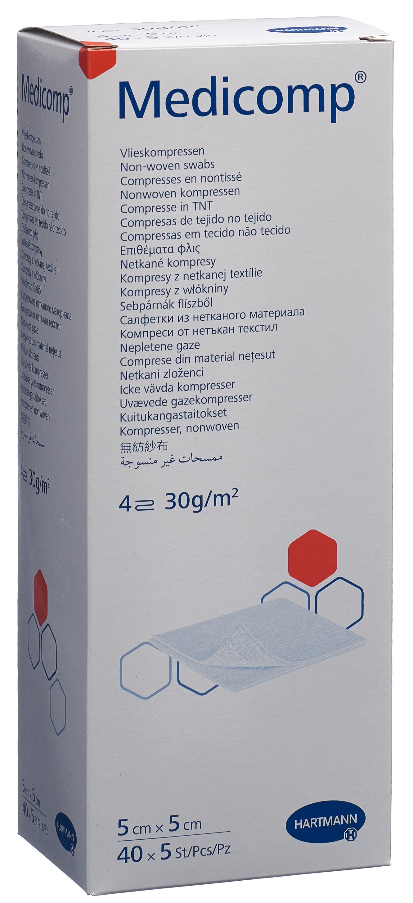 MEDICOMP Compresses Stériles 4 plis 5x5cm | Lot de 40 pièces