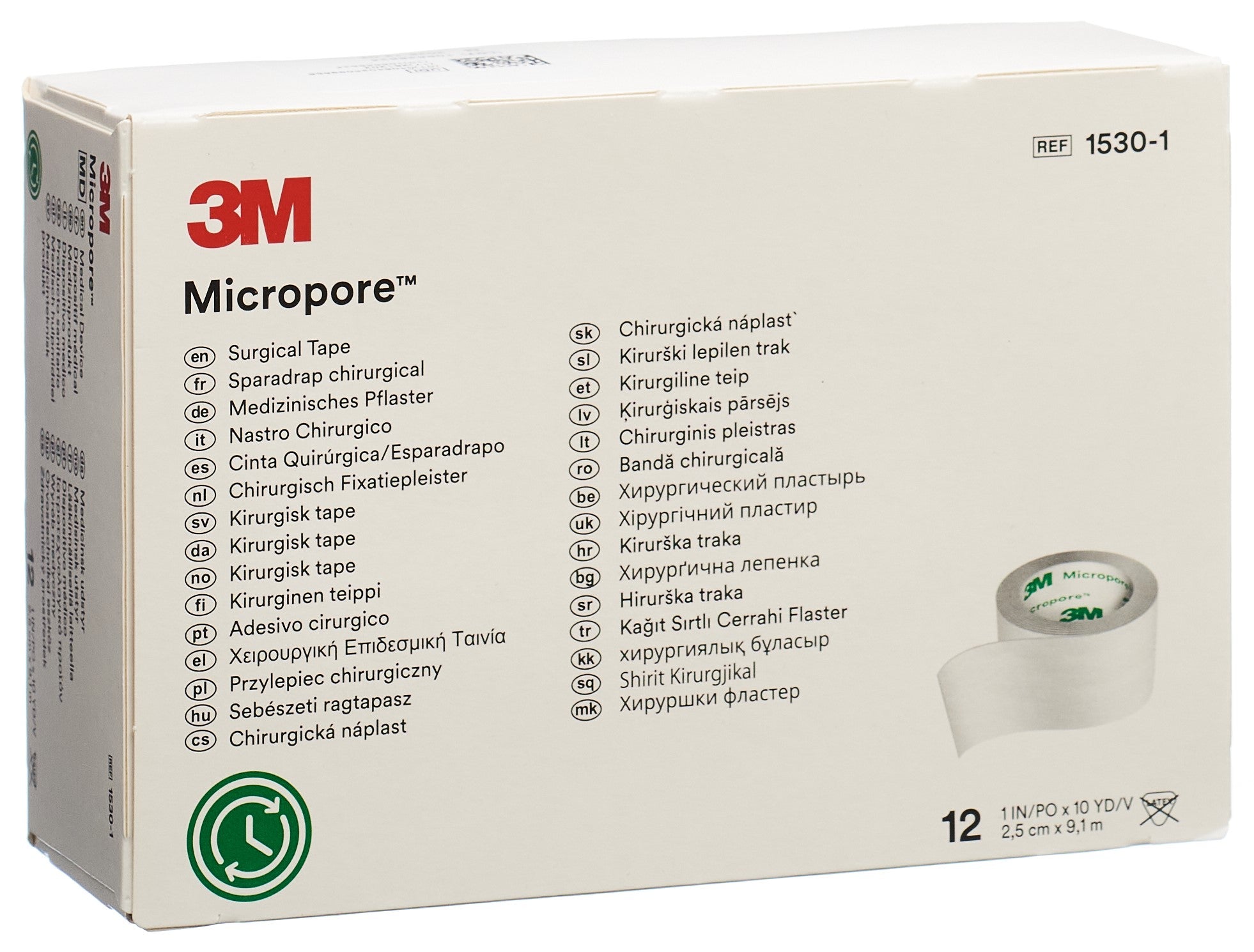 3M MICROPORE sparadrap s dis 25mmx9.14m bla 12 pce