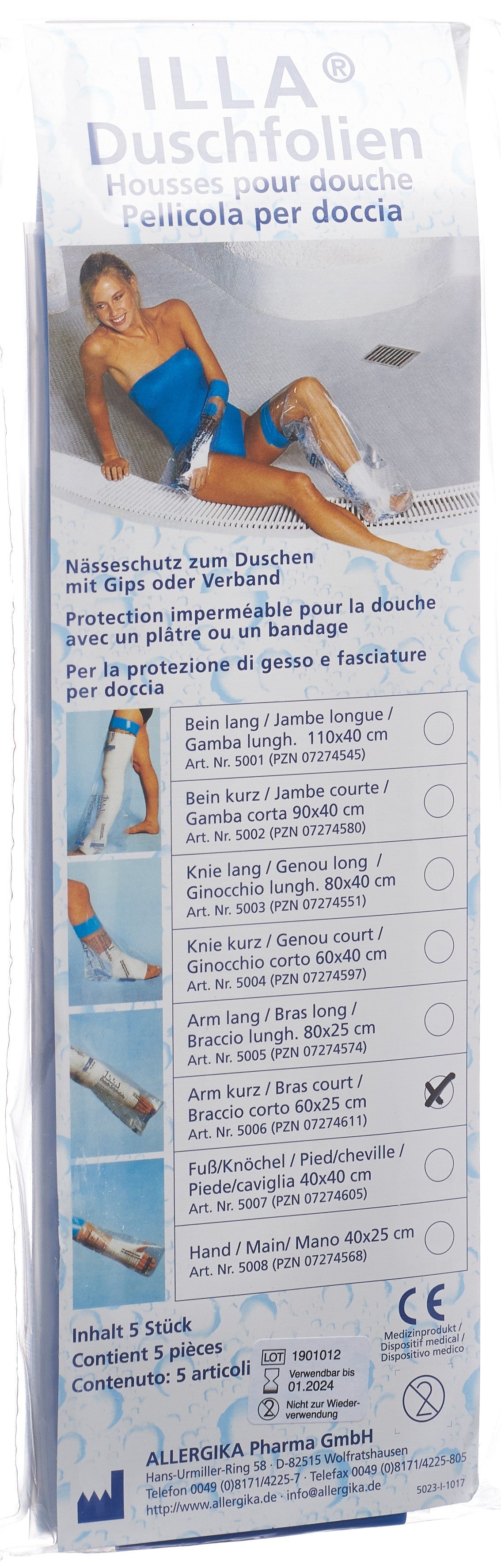 ILLA Protection Douche 60x25cm Bras Court - Lot de 5 | Confort & Sécurité