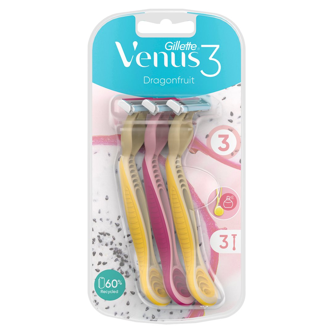GILLETTE Venus Rasoir Jetable Dragonfruit 3 Pièces | Peau Douce