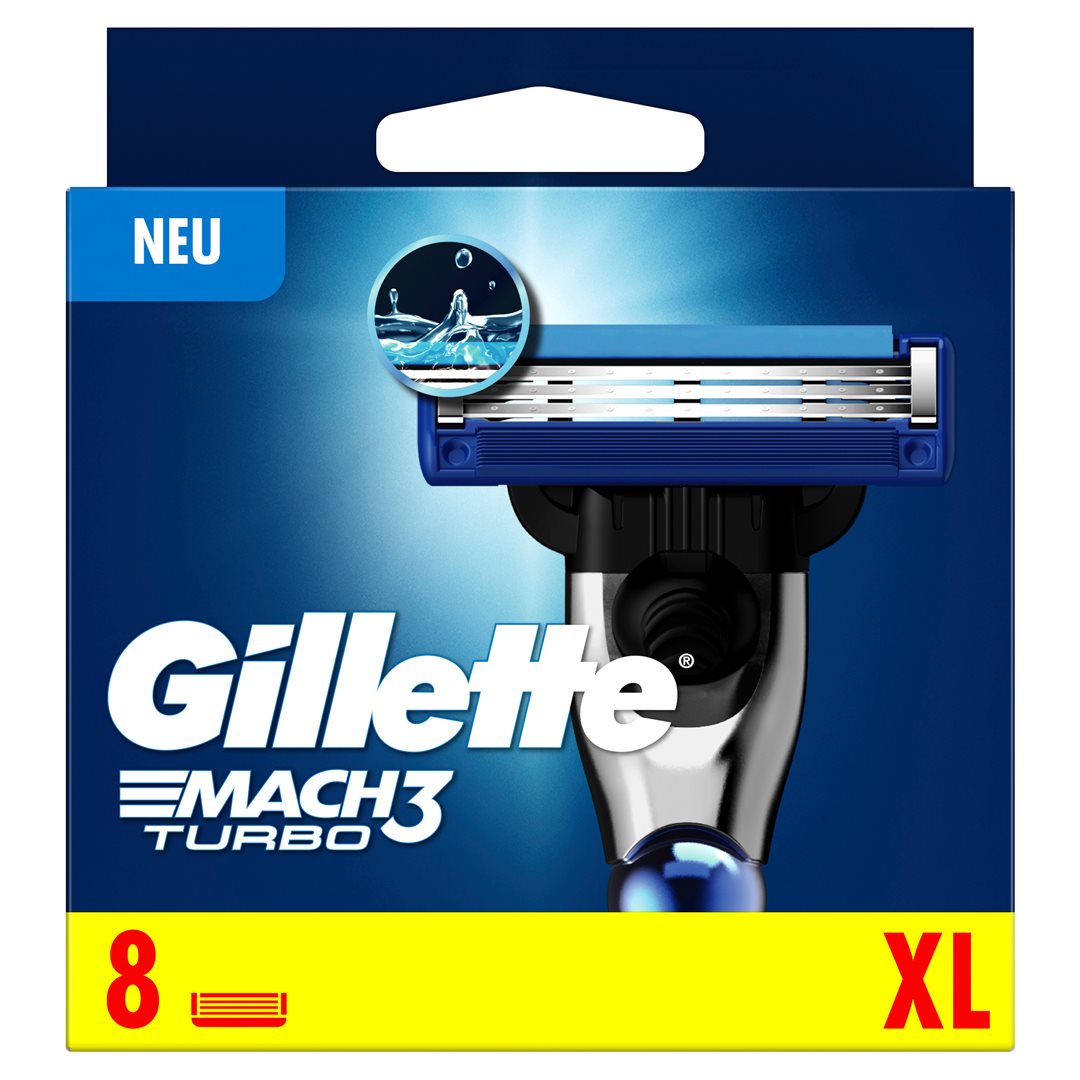 Gillette Mach3 Turbo Rasoir 3 Lames Confort | 8 Pièces