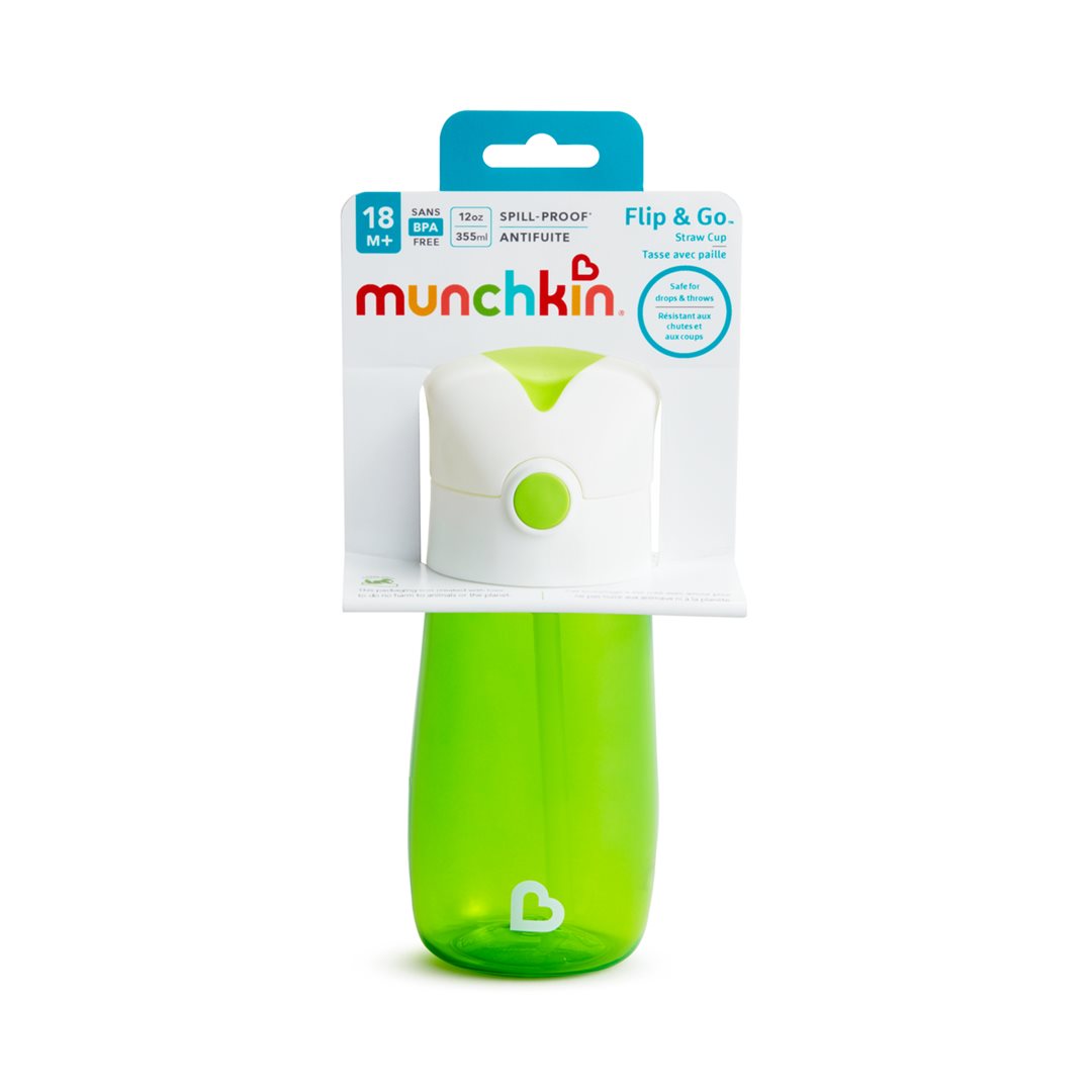 Munchkin Flip & Go Gourde Paille 355 ml 18 Mois+ Anti-Fuite